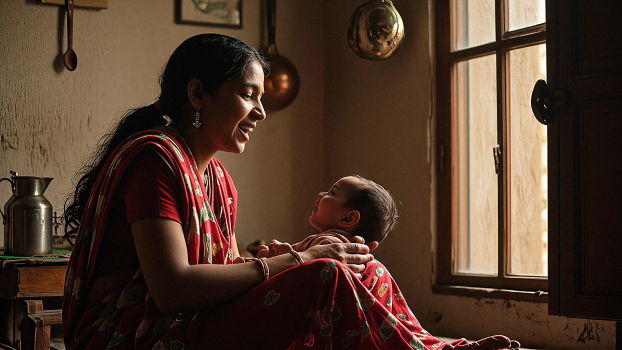 Mum singing to her child
