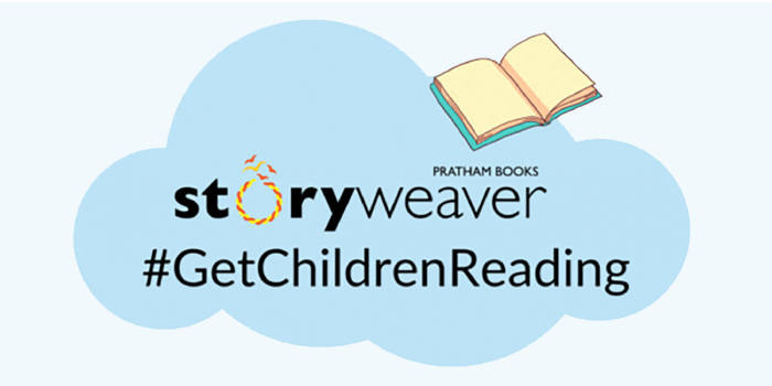 Storyweaver's campaign logo of get children reading